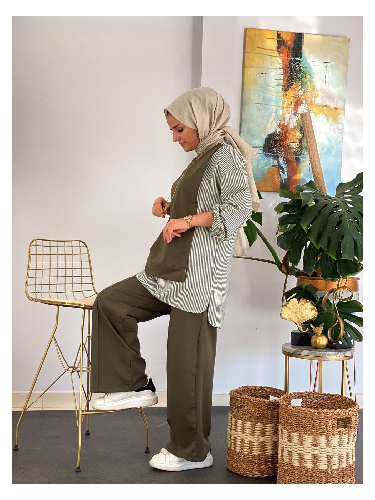 Aselim Hijap Moda Asel Fashion Line Gömlekli Ikili Takım Siyah - Görsel 3