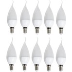 10 Adet 8W Günışığı Sarı Işık LED Mum Kıvrık Ampul Avize Ampulü E14 Ince Duylu 3200K