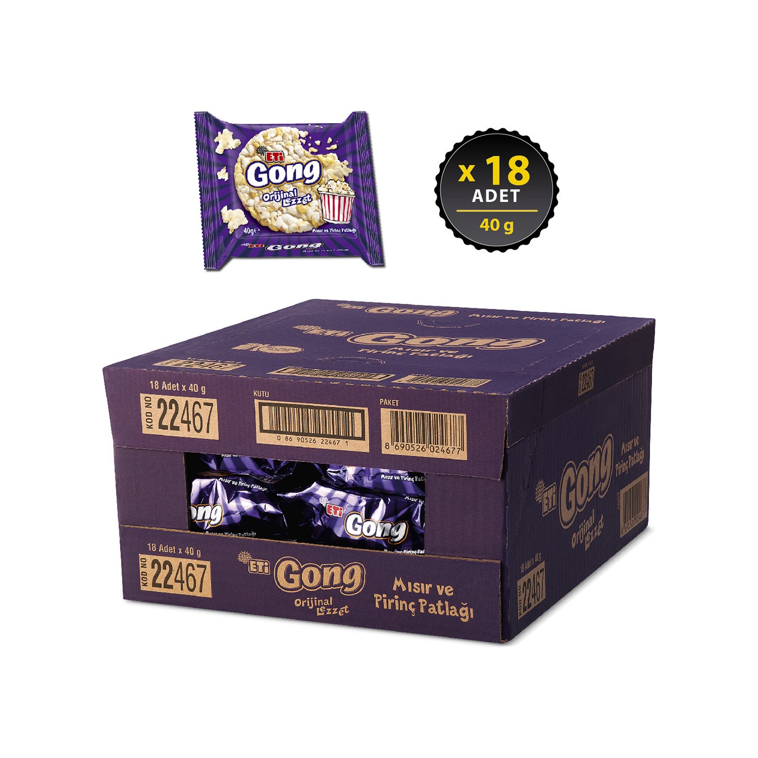 Eti Gong Mısır ve Pirinç Patlağı 40 g x 18 Adet Fiyatı