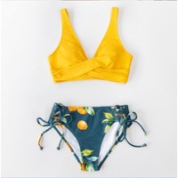 Zhengdong Technology Limon Desenli Bikini Takımı - Sarı / Yeşil (Yurt Dışından)