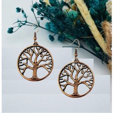 BijuStore Antik Sarı Kadın Hayat Ağacı Küpe