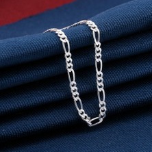 Takıhan 3 mm 925 Ayar Gümüş Figaro Zincir Bileklik 20 cm
