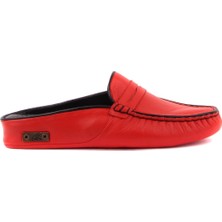 Sail Lakers - Kırmızı Deri Kadın Ev Terliği