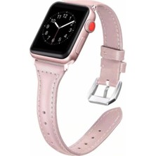MobaxAksesuar Apple Watch 10 42mm - 38/40/41mm Kordon İnce Deri Kordon 2/3/4/5/6/se/7/8/9