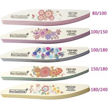 Ellea Nail 3'lü Yıkanabilir Tırnak Manikür Pedikür Törpü Sü Çiçek Desenli 100/120/180/240 Zımpara