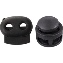 Guangdong Spirit 40 Adet Çift Delikli Yaylı Ipli Ip Kordon Kilitleri Siyah ve 30 Adet Sırt Çantası Bagaj Tıkaç: 6.5mm x 5mm, 2 Delik, Kordon Durdurucu Uçları