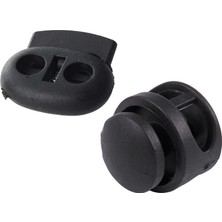 Guangdong Spirit 40 Adet Çift Delikli Yaylı Ipli Ip Kordon Kilitleri Siyah ve 30 Adet Sırt Çantası Bagaj Tıkaç: 6.5mm x 5mm, 2 Delik, Kordon Durdurucu Uçları