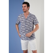 Buratti Kısa Kollu Apaş Yaka Desenli Gömlek Erkek Gömlek CF21S114293