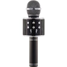 Case 4U Karaoke Mikrofon Bluetooth Hoparlör Aux Usb Mikro Sd Kart Girişli Siyah