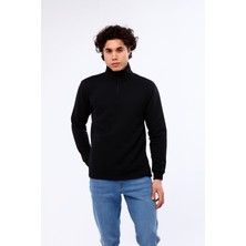 Mualta Erkek Regular Fit Balıkçı Yaka Uzun Kollu Siyah Sweatshirt