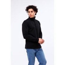 Mualta Erkek Regular Fit Balıkçı Yaka Uzun Kollu Siyah Sweatshirt