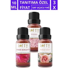 Lofty Pudra Amber Bahçe Gülü Doğal Uçucu Yağ Saf Buhurdanlık Esansı Oda Kokusu Buhur Yağı 10 ml