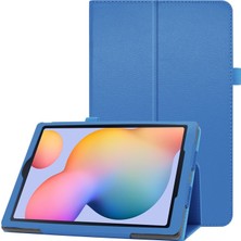 Hello-U Samsung Galaxy Tab S6 Lite Için Stand Tasarımlı Deri Tablet Kılıfı - Mavi (Yurt Dışından)