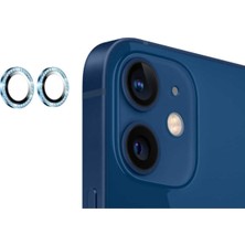 Dolia Apple iPhone 12 Cl-06 Renkli Tyüksek Çözünürlük Şık Kamera Lens Koruyucu Mavi