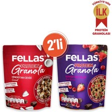 Fellas Granola 2'li - Protein Bar Parçacıklı - Hindistan Cevizli 270 gr + Kırmızı Meyveli 270 gr