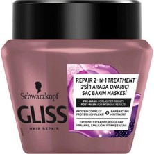 Gliss Serum Deep Repair 2'Sİ 1 ARADA Onarıcı Saç Bakım Maskesi - Protein Kompleksi ve Hint İnciri ile 300 ml