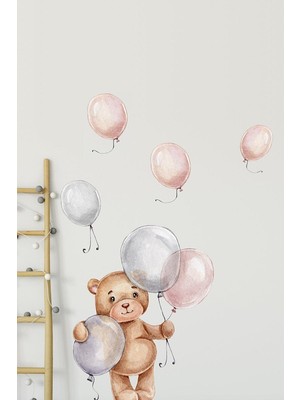 Kt Grup Yavru Ayıcığın Balon Oyunu Çocuk Odası Duvar Sticker Seti