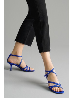 Mio Gusto Valeria Saks Mavi Renk Kadın Topuklu Sandalet Ayakkabı