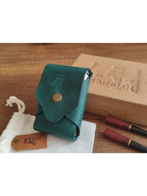 Sumerian Wallet Minimalist Oval Yeşil Crazy Deri Sigara Kılıfı