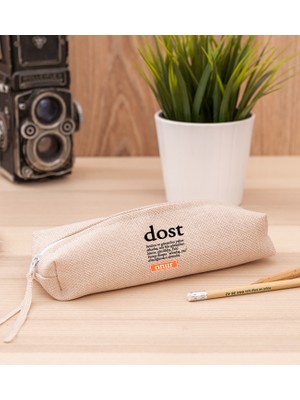 Hediye Dükkanı Kişiye Özel Dost Kelime Anlamı Keten Bez Kalemlik