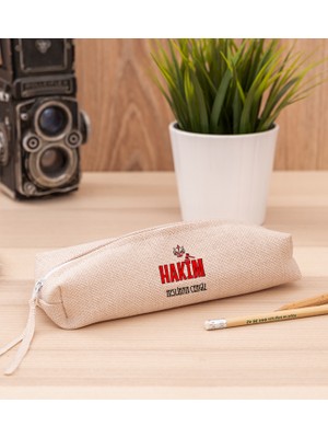Hediye Dükkanı Kişiye Özel  Hakim Keten Bez Kalemlik