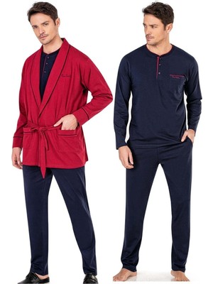 Pierre Cardin 5605 5'li Röpteşambır Pijama Seti - Bordo