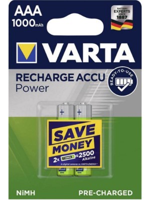 Ata Elektronik Varta 1000 Ince Aaa Şarj Edilebilir Pil - El Fenerleri Için Aaa Ince Şarzlı Pil Aaa