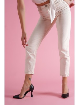 Divolya Violet Siyah Burnu Şeffaf Detaylı Günlük Kullanım Stiletto