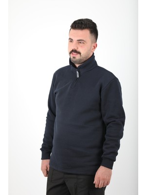 Mualta Erkek Regular Fit Balıkçı Yaka Uzun Kollu Lacivert Sweatshirt