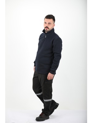 Mualta Erkek Regular Fit Balıkçı Yaka Uzun Kollu Lacivert Sweatshirt