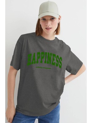 Madmext Kadın Füme Baskılı Oversize T-Shirt MG1230