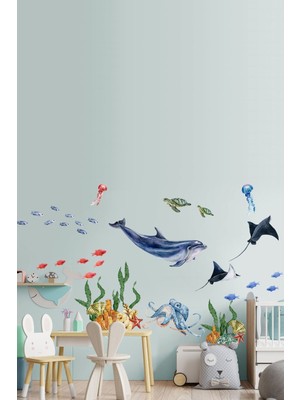 Kt Grup Deniz Hayvanları Mega Duvar Sticker Seti