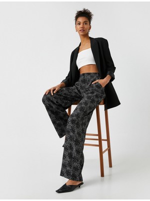 Koton Yüksek Bel Desenli Bol Paçalı Pantolon