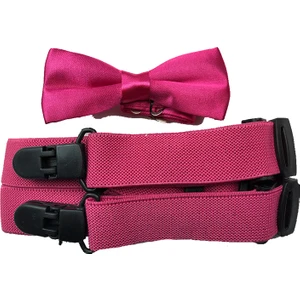 Kemer Sepeti Fuşya Çocuk Pantolon Askısı ve Papyon Kombini