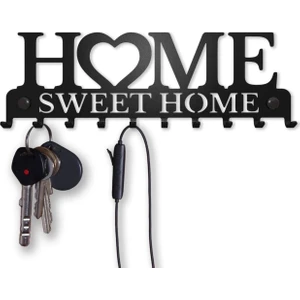 Home Sweet Home Yazı Desenli Dekoratif Metal Askılık, Anahtarlık, Çantalık, Duvar Tipi