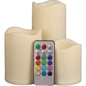 3 Adet Mum Uzaktan Kumandalı Renk Değiştiren LED Mum 12 Renk Balmumu Malzemeli Rgb Mum 21X 16X 9cm