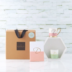 D Harfli Kupa&Defter&Mum Hediye Kutusu