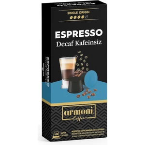 Armoni Coffee Nespresso Uyumlu Kapsül Kahve Decaf Kafeinsiz 10 Kapsül