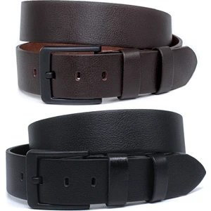 2'li Siyah - Kahverengi Manda Derisi Erkek Kot Kemeri 4,5 cm SİYAHTOKA2