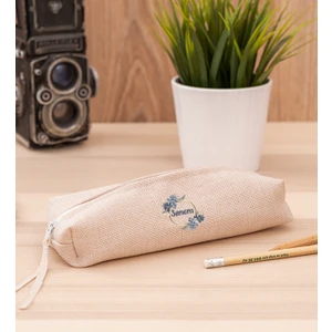 Hediye Dükkanı Kişiye Özel Çiçek Desenli Isme Özel Keten Bez Kalemlik