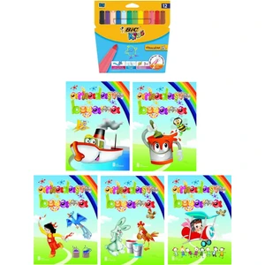 3-6 Yaş Arkadaşım Boyama Kitapları 5 Li +Bic Kids XL12 Li Keçeli Boya (Jumbo))