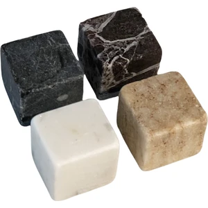 Lux & Marble Ice - Mermer Soğutucu Taş / Viski Taşı Seti - 4 Adet