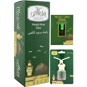 Mescidi Aksa Kokusu 400ML Sprey ve Mescidi Aksa Kokusu 8 ml Araba Kokusu Cam Şişe ve Mescidi Aksa Alkolsüz Esans 3ml