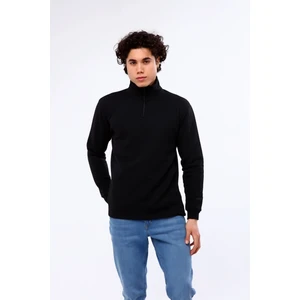 Erkek Regular Fit Balıkçı Yaka Uzun Kollu Siyah Sweatshirt