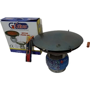 Tüplü Sac 45CM Tüp Üstü Katmer Kavurma Gözleme Sacı Çift Fonksiyon (Çakmak Hediyeli)