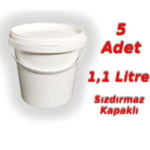 1,1 Lt Plastik Kapaklı Kova Hobi Boya Gıda Yoğurt Kovası Beyaz