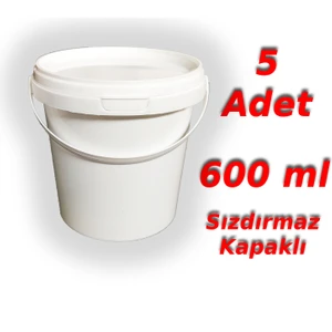 0,6 Lt Plastik Kapaklı Kova Hobi Boya Gıda Yoğurt Kovası Beyaz