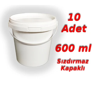 0,6 Lt Plastik Kapaklı Kova Hobi Boya Gıda Yoğurt Kovası Beyaz