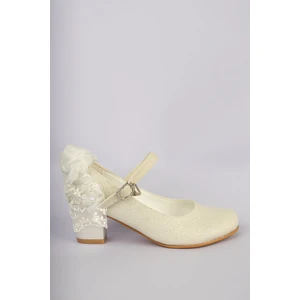 Topuklu Sedef Simli Kız Çocuk Ayakkabı