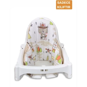 Bebek Özel Ikea Antilop Mama Sandalyesi Minderine Uyumlu Kılıf (Kızılderili Hayvanlar ve Kahverengi Yıldızlı Desen)